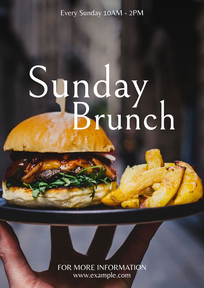 Sunday brunch poster template, editable text and design