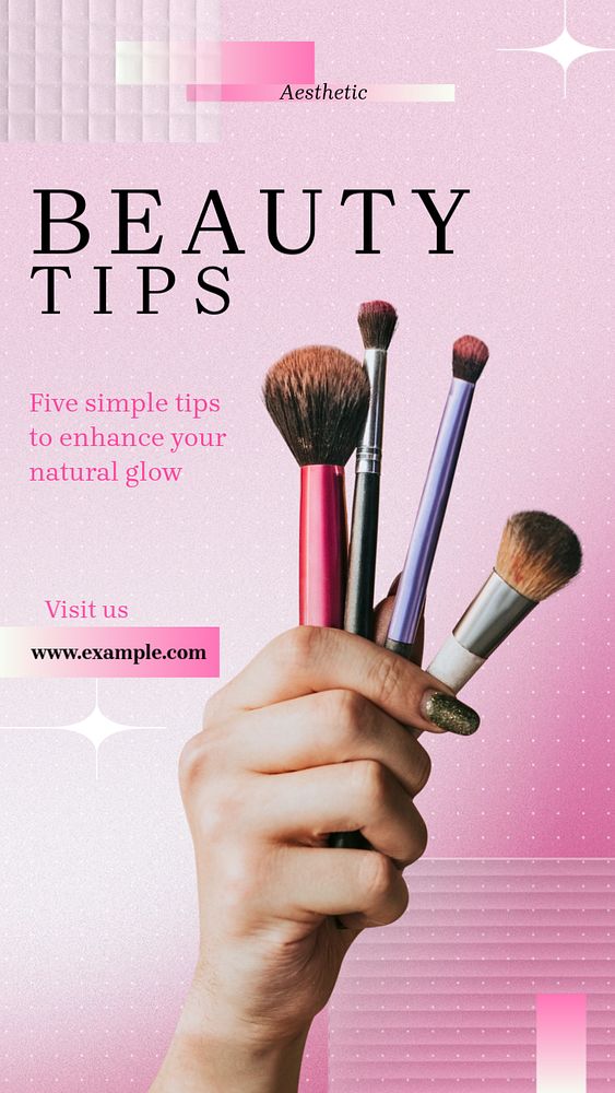 Beauty tips  Instagram story template, editable text