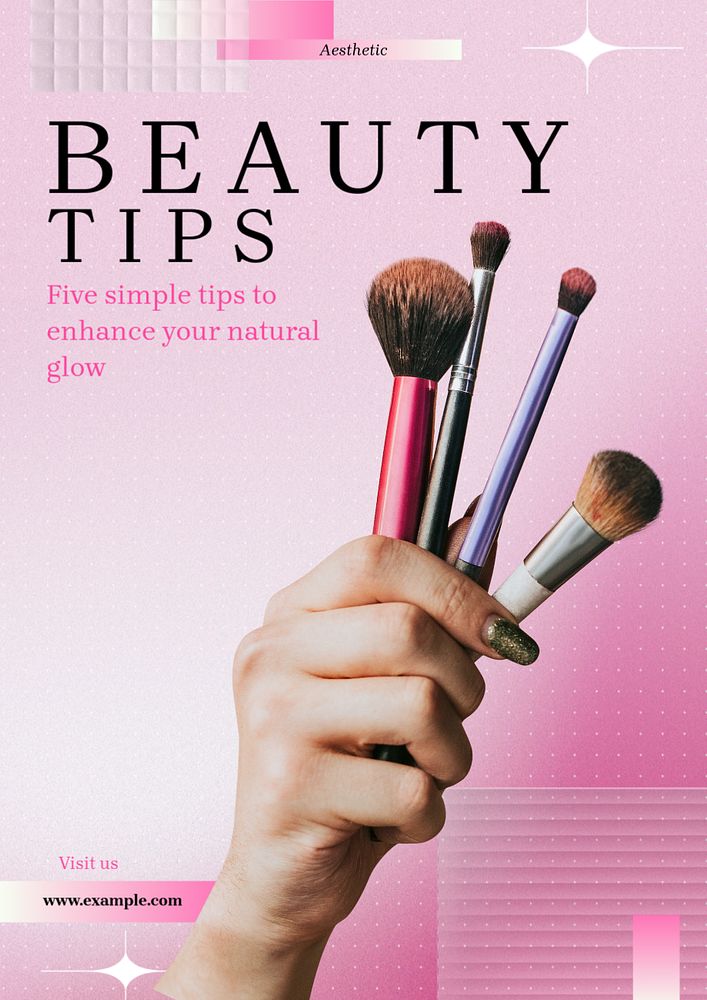 Beauty tips  poster template, editable text and design