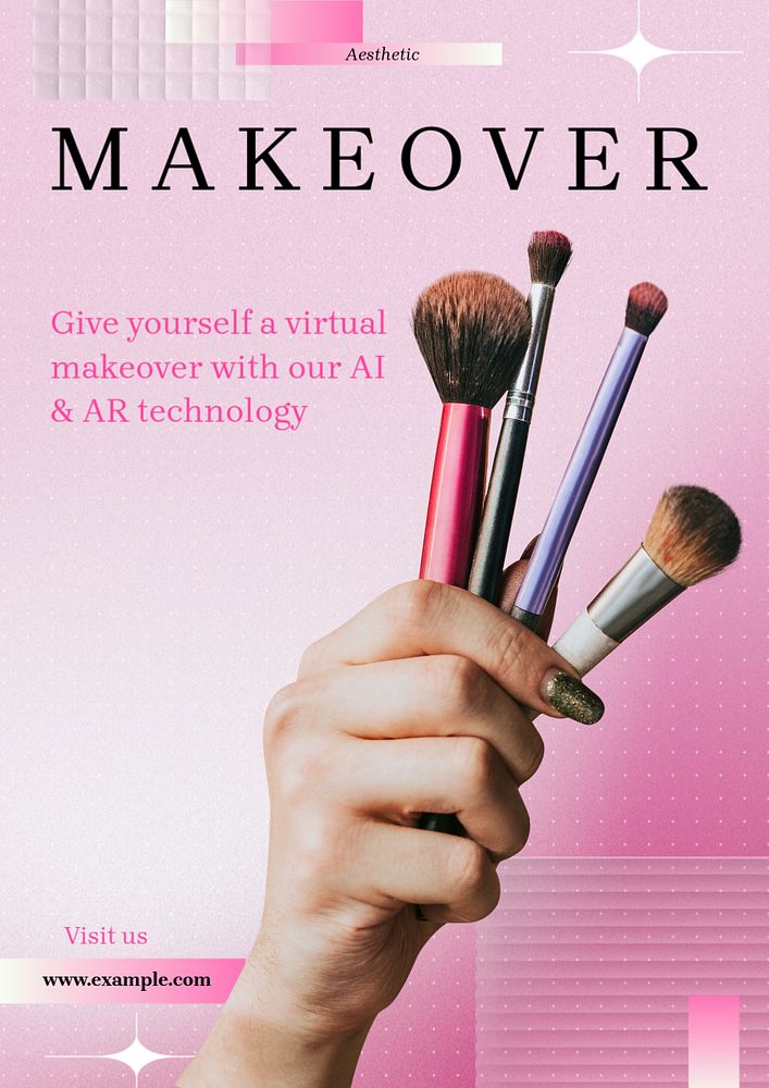 Virtual makeover ad  poster template, editable text and design