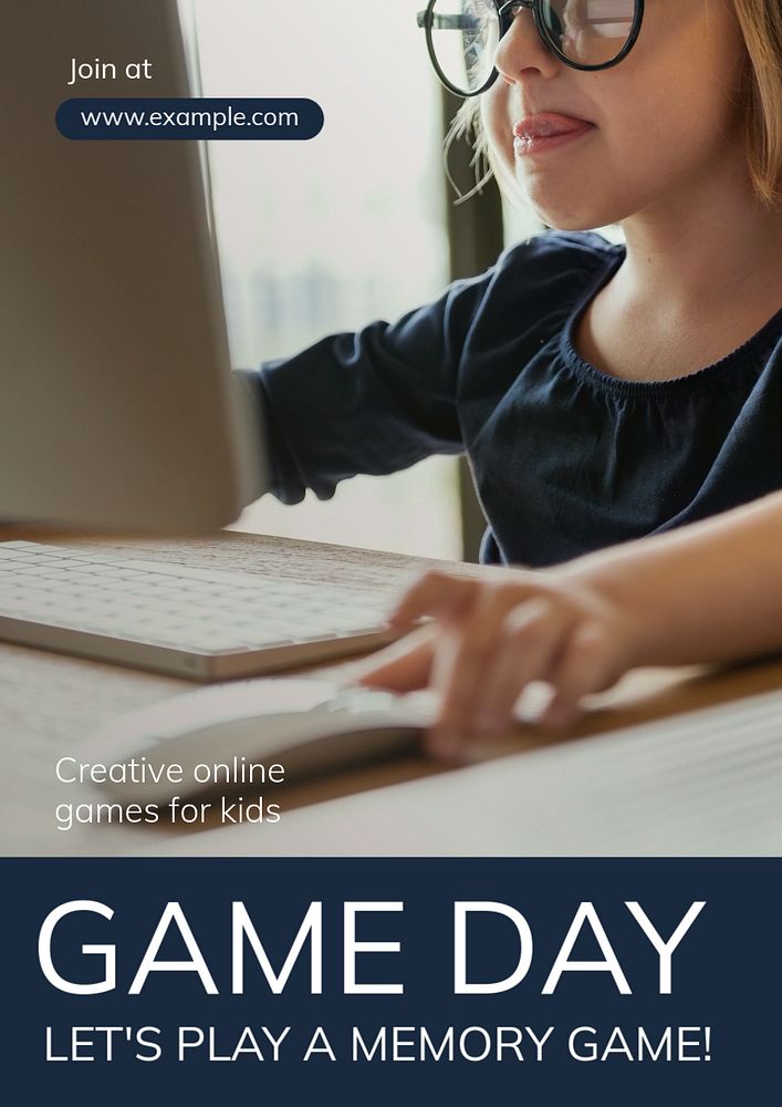 Kids game poster template, editable text and design