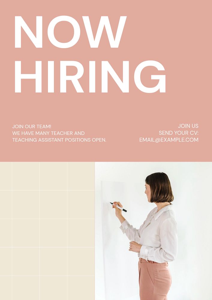 Now hiring  poster template, editable text and design