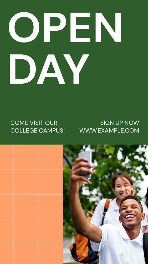 College open day  Instagram story template, editable text