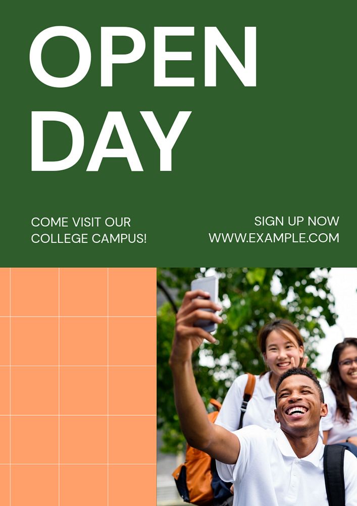 College open day  poster template, editable text and design