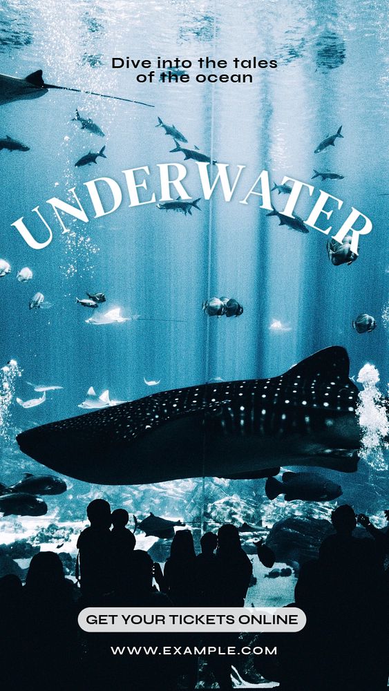 Underwater aquarium Instagram story template, editable text