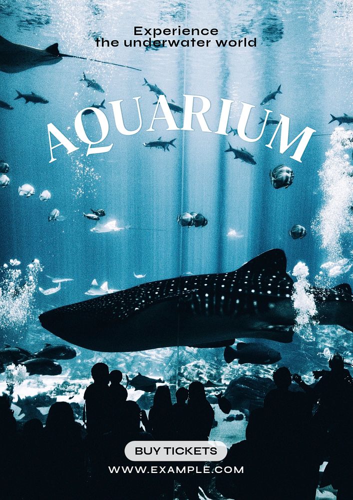 Aquarium poster template, editable text and design