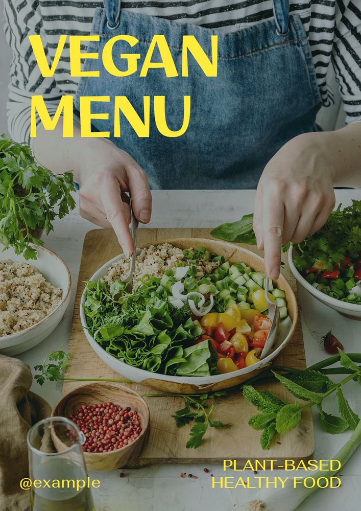 Vegan menu poster template, editable text and design