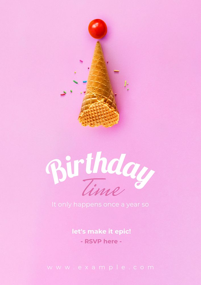 Birthday poster template, editable text and design