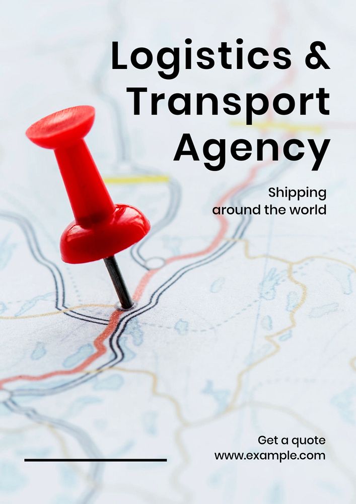 Logistic & transport poster template, editable text and design