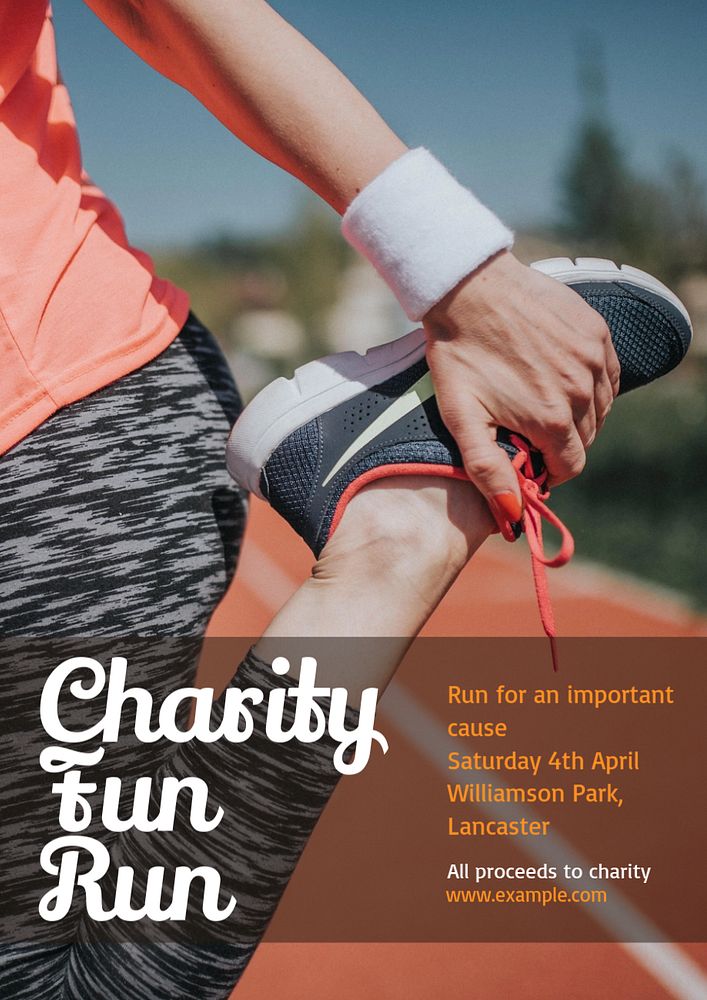 Charity run  poster template, editable text and design