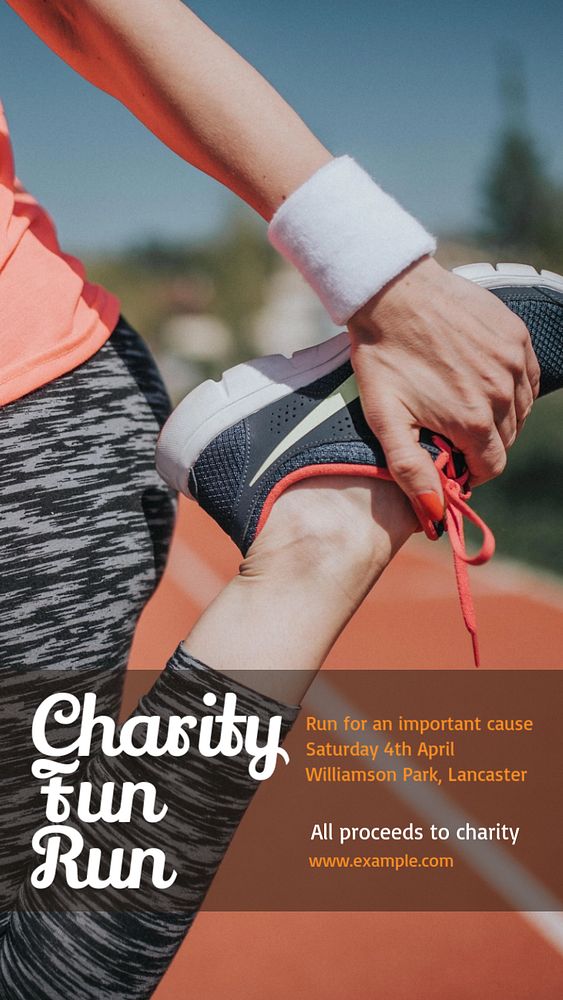 Charity run  Instagram story template, editable text