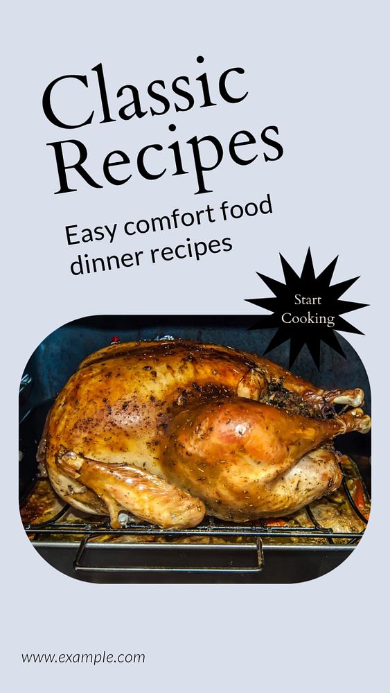 Classic recipes  Instagram story template, editable text