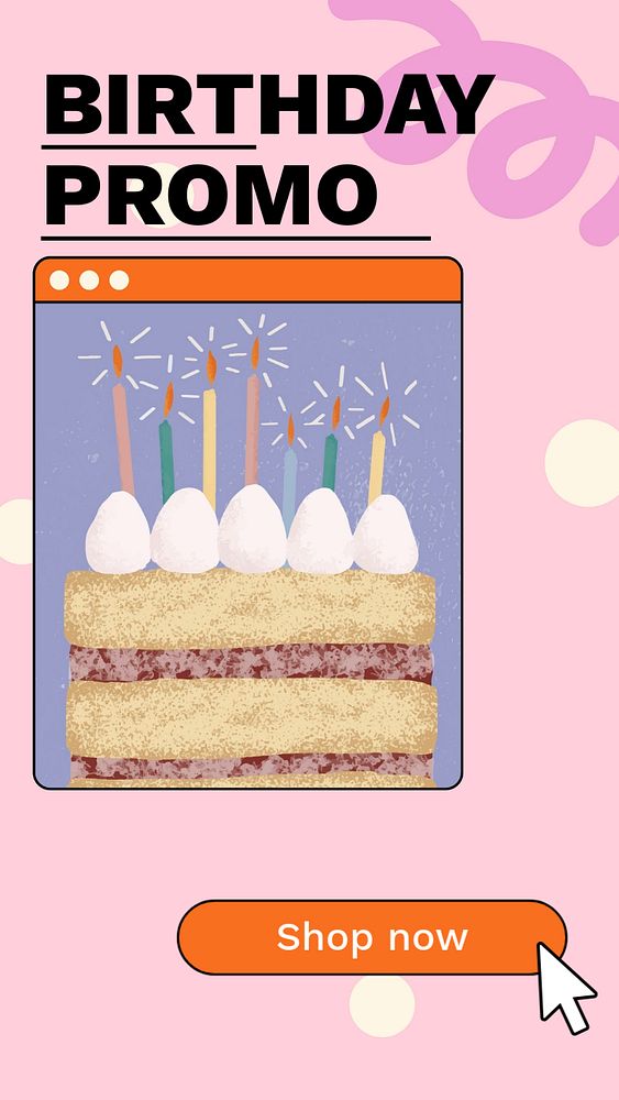 Birthday promo  Instagram story template, editable text