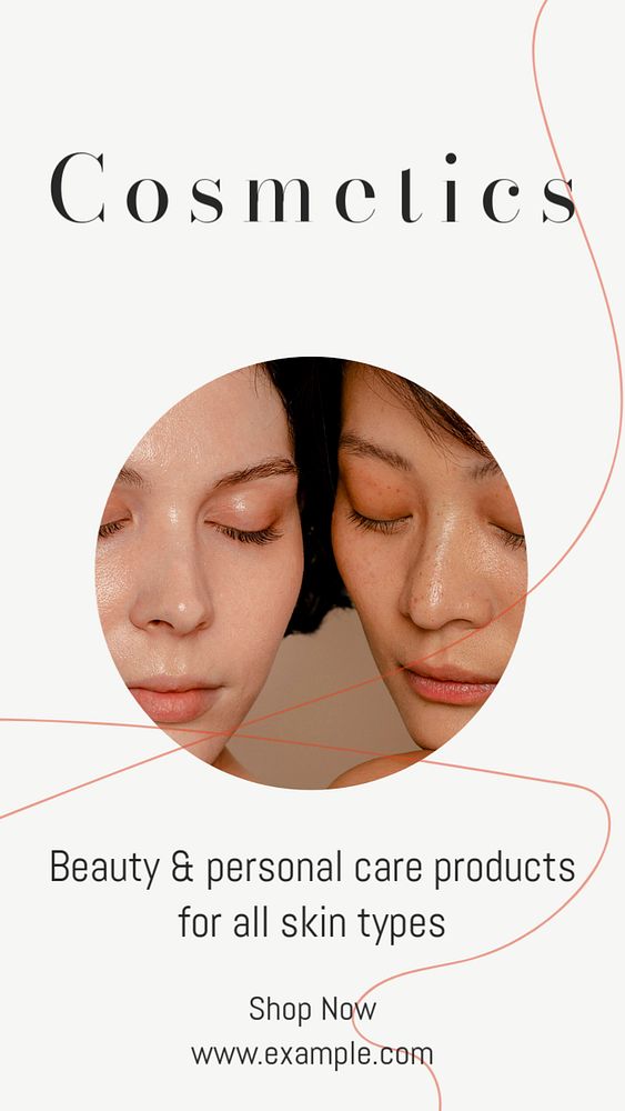 Cosmetics Instagram story template, editable text