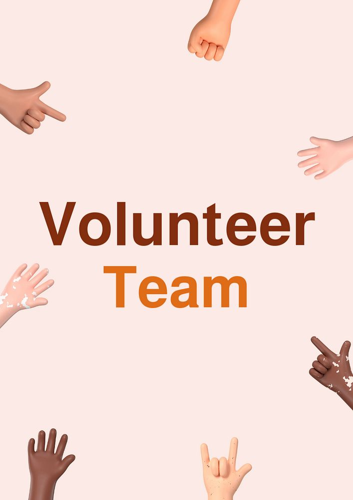 Volunteer team poster template, editable text