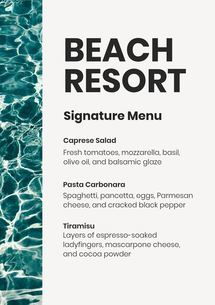 Signature menu poster template, editable text