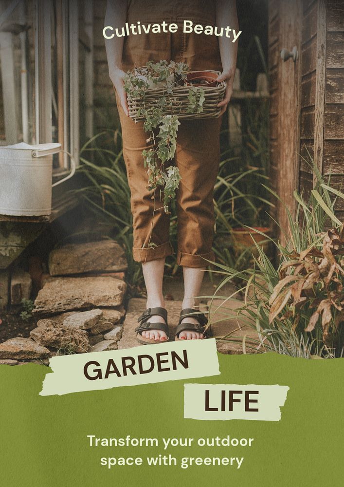 Garden  poster template, editable text and design