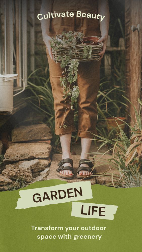 Garden  Instagram story template, editable text