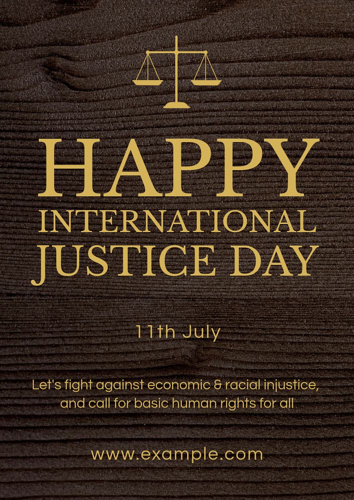 International justice day poster template, editable text