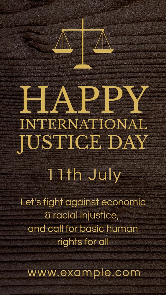 International justice day social story template, editable design