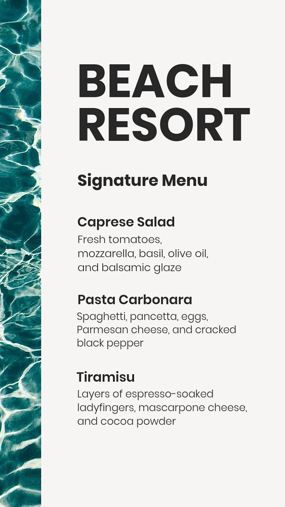 Signature menu social story template, editable design