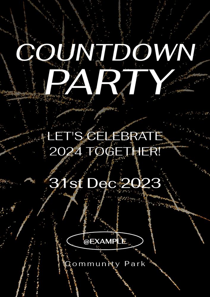 Countdown party poster template, editable text and design