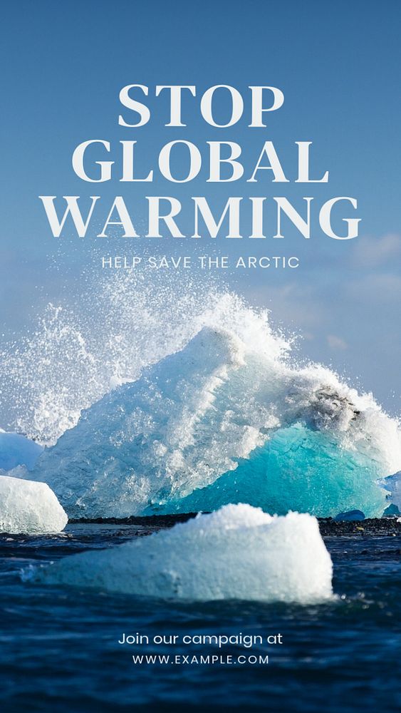 Stop global warming Instagram story template, editable text