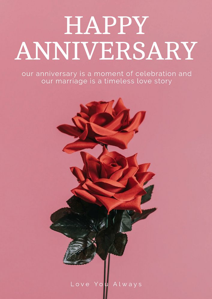 Happy Anniversary poster template, editable text and design