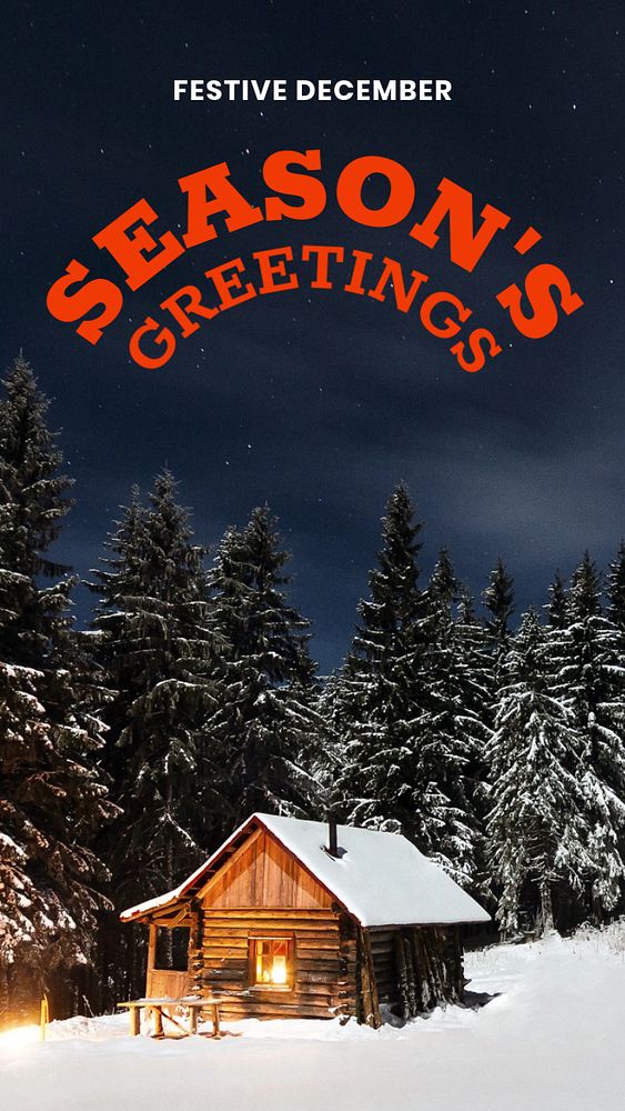 Season's Greetings Instagram story template, editable text