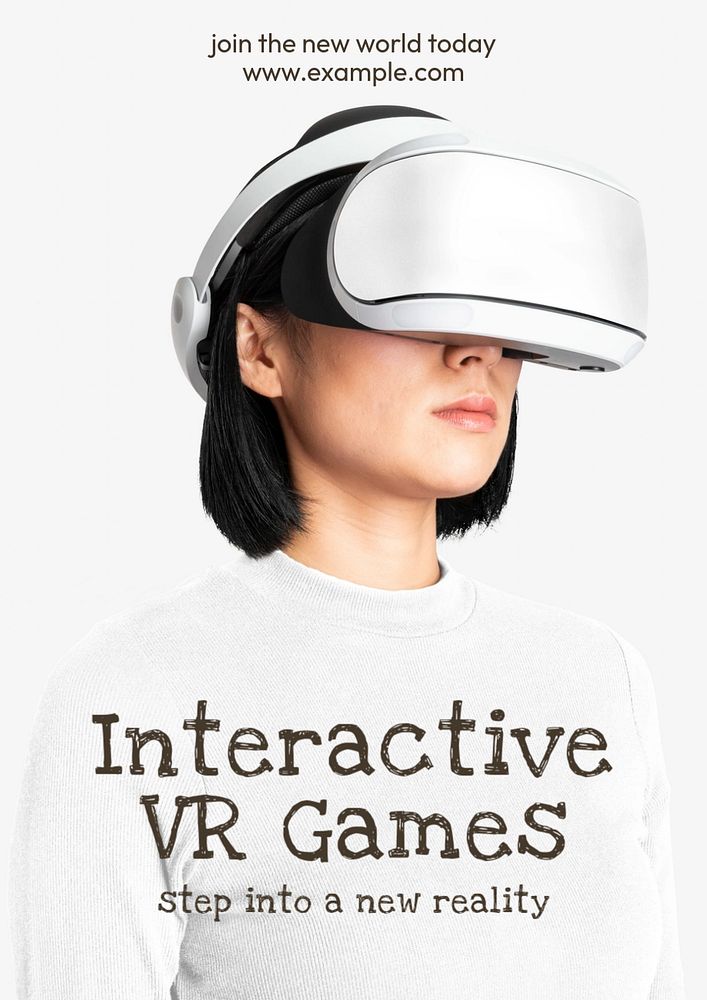 VR games poster template, editable text and design