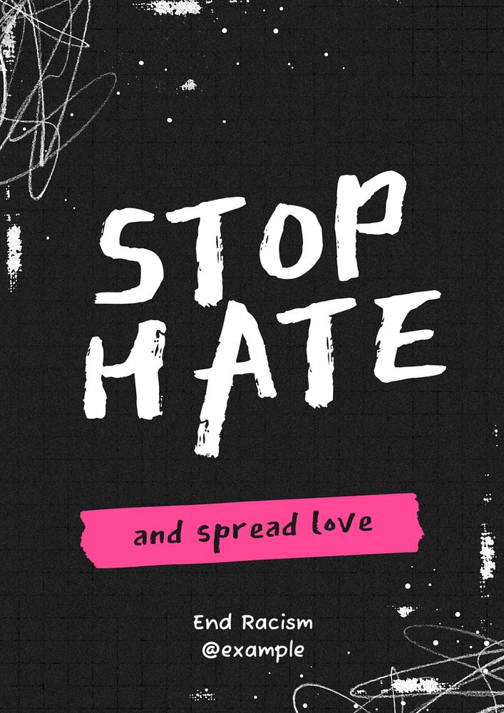 Stop hate template for Instagram post poster template, editable text and design