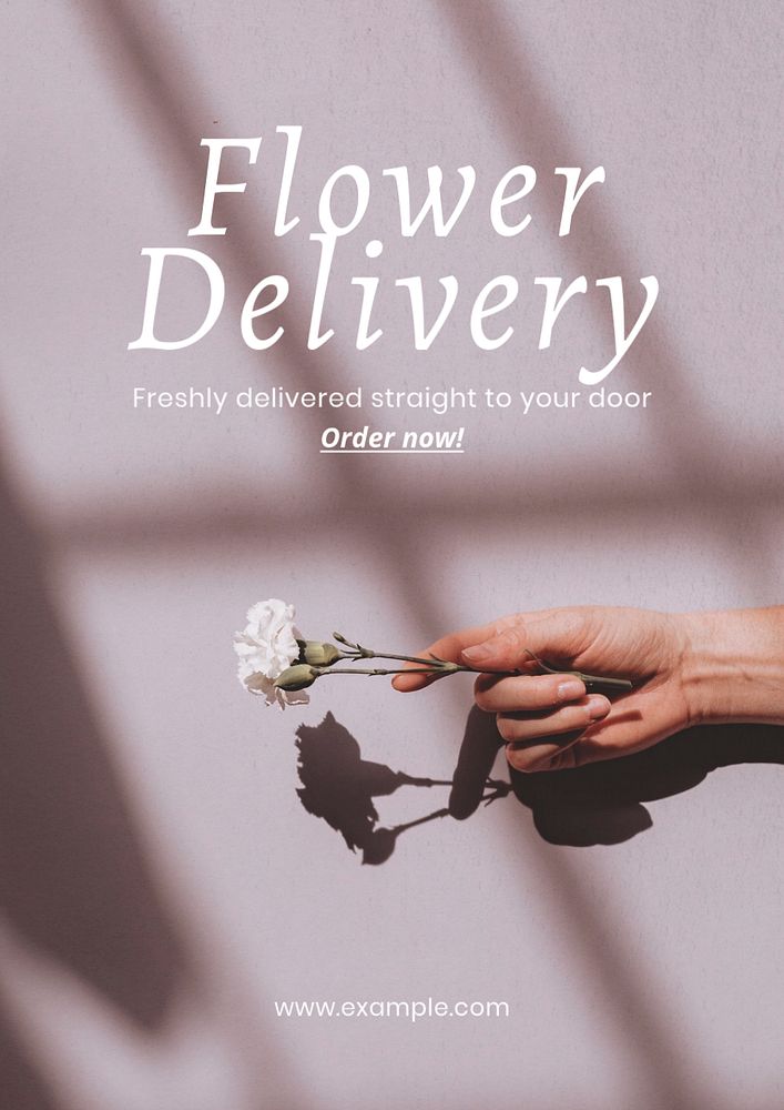 Flower delivery poster template, editable text and design