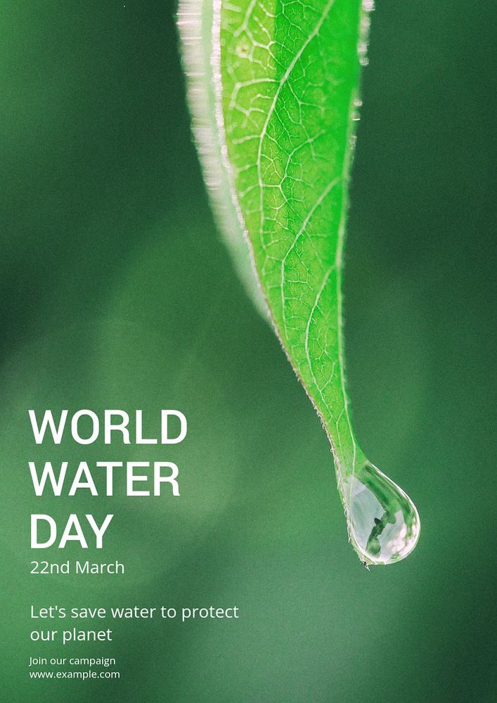 World water day poster template, editable text and design