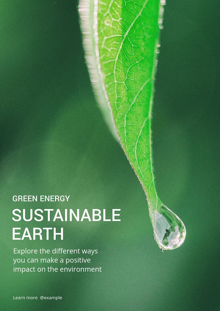 Sustainable earth poster template, editable text and design