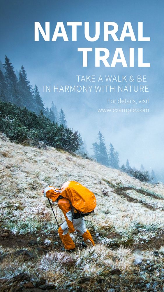 Natural trail Instagram story template, editable text