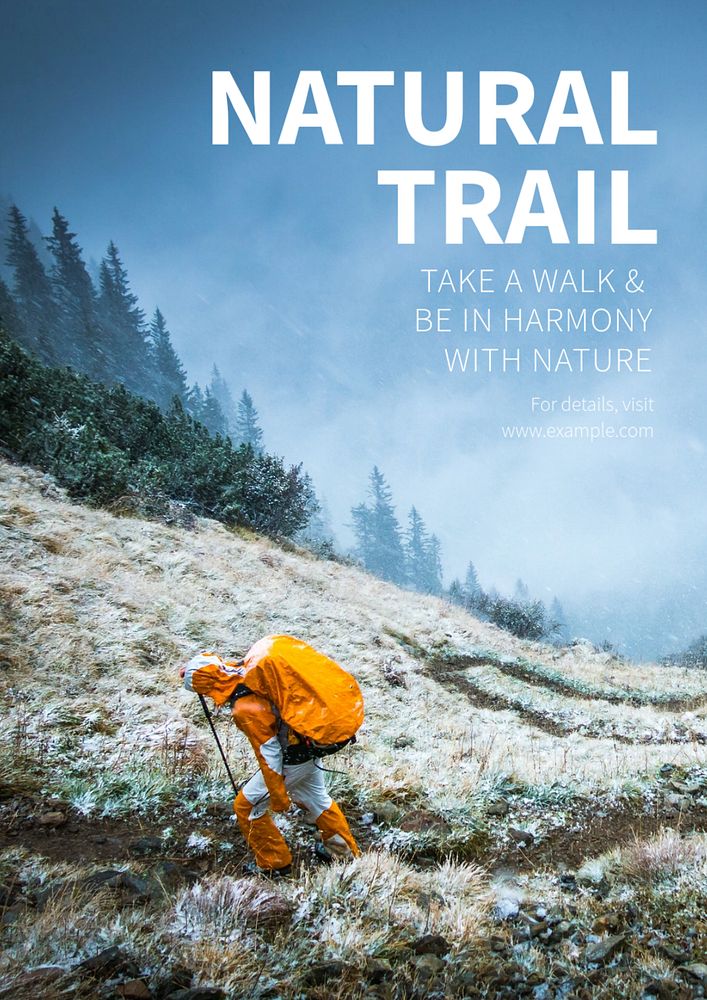 Natural trail poster template, editable text and design