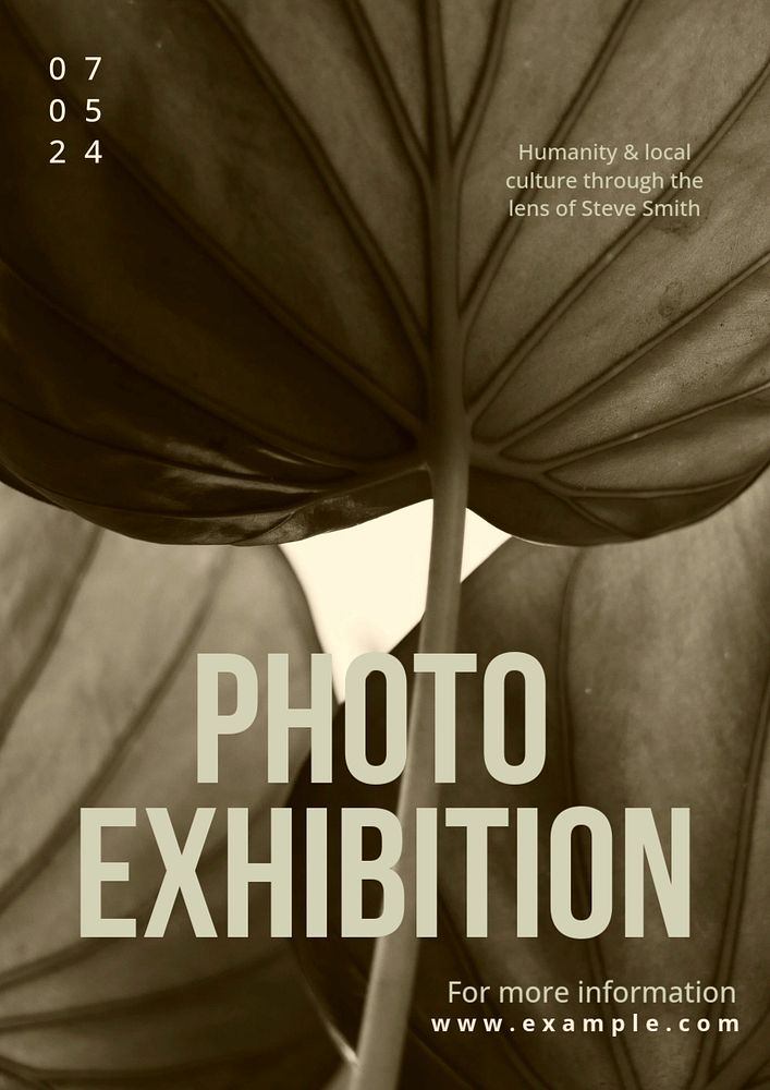 Photo exhibition poster template, editable text and design