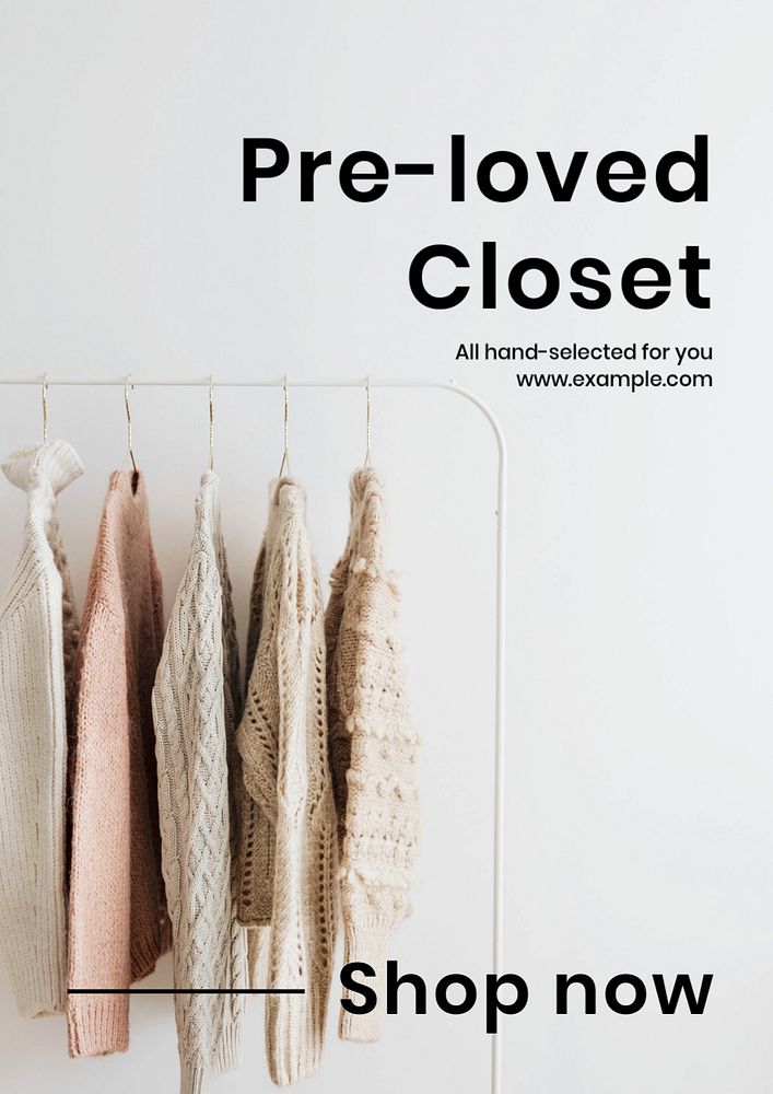 Pre-loves fashion poster template, editable text and design