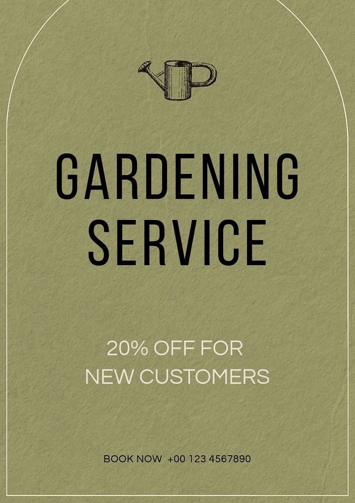 Gardening service poster template, editable text