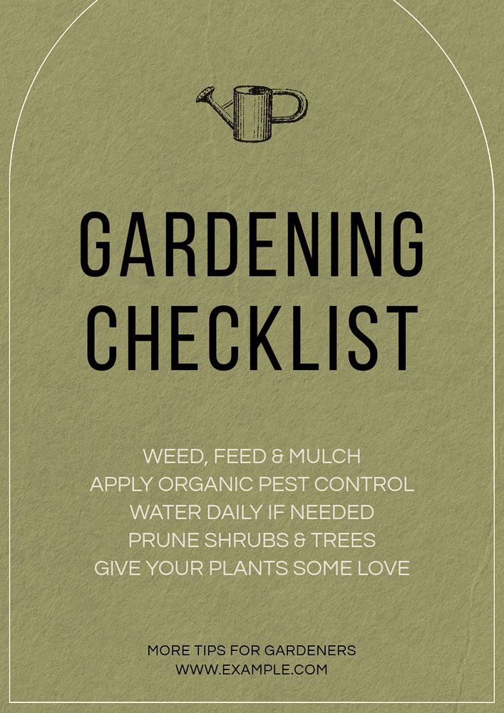 Gardening checklist poster template, editable text