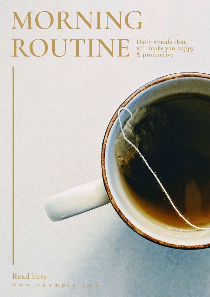 Morning routine poster template, editable text and design