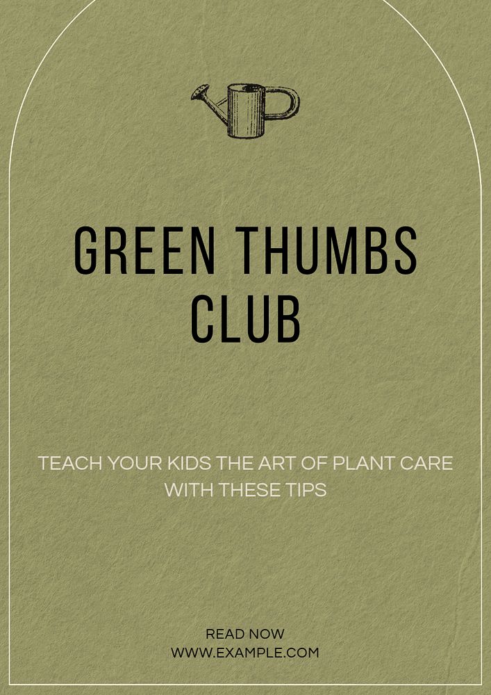 Green thumbs club poster template, editable text