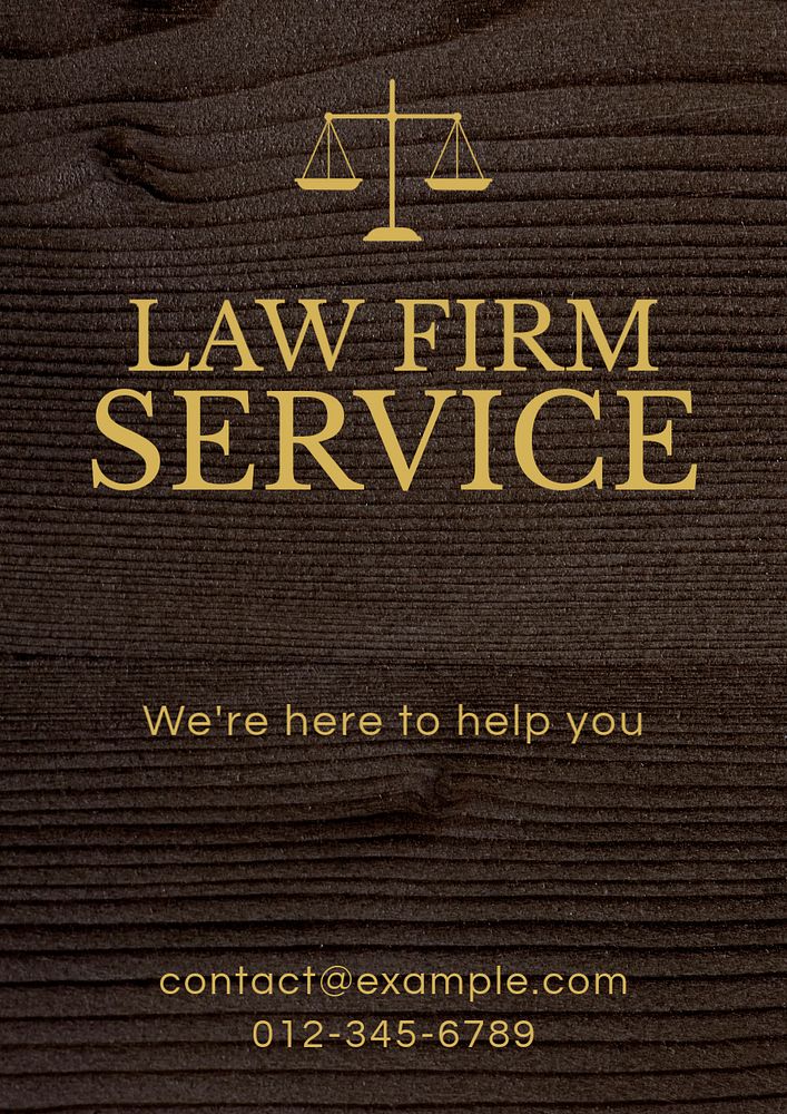 Law firm service poster template, editable text