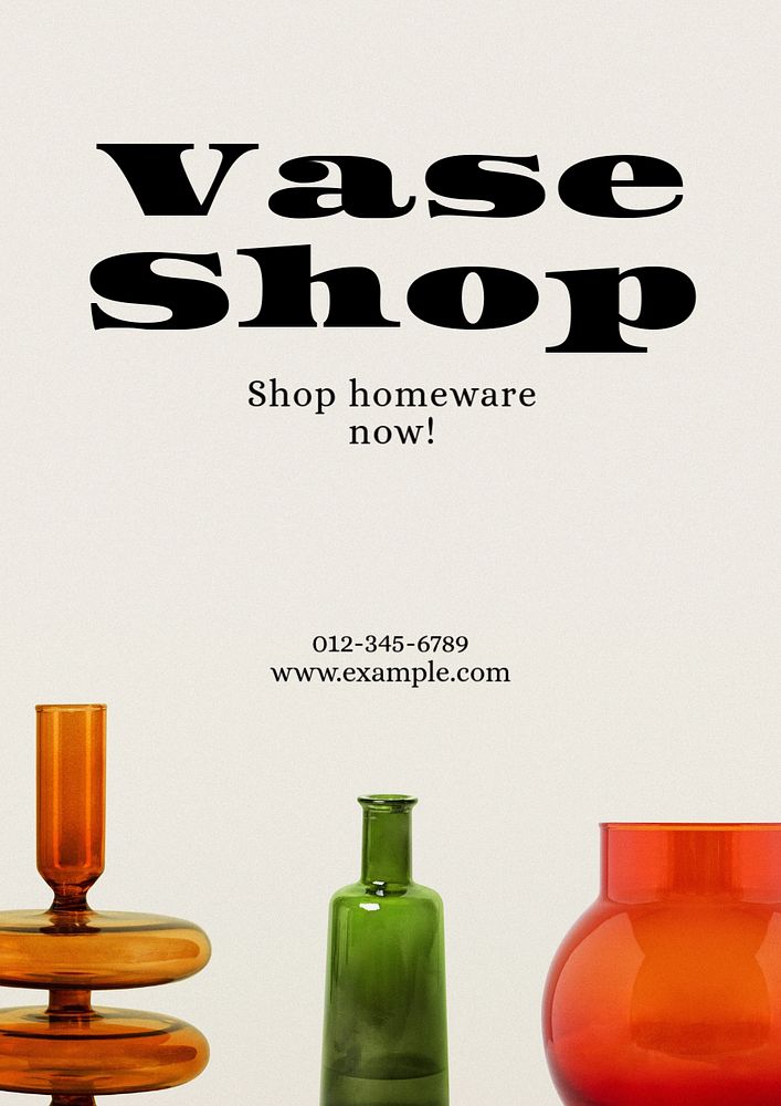 Vase & homeware poster template, editable text and design