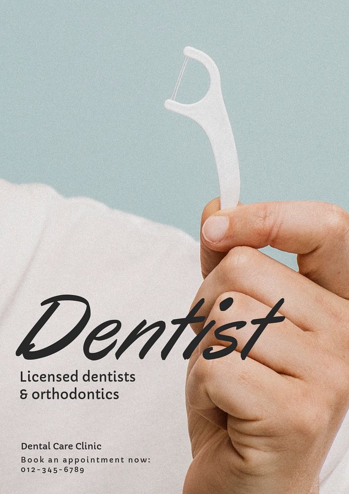 Dentist poster template, editable text and design