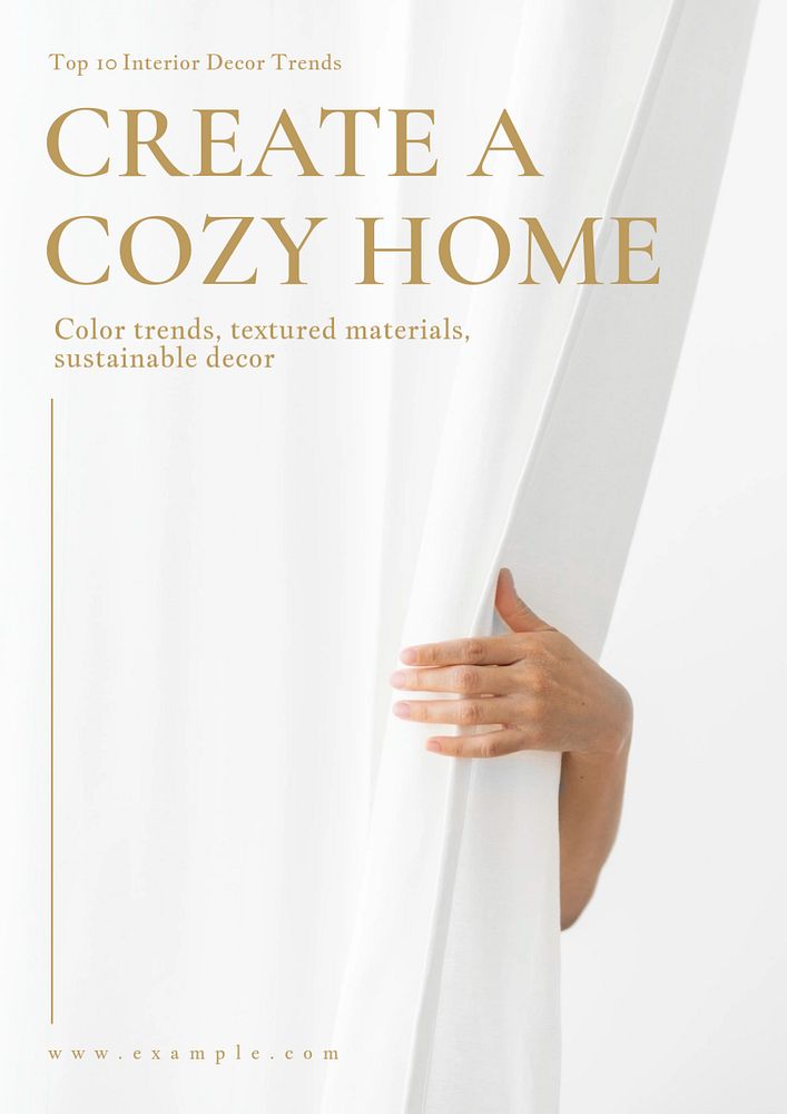 Cozy home poster template, editable text and design