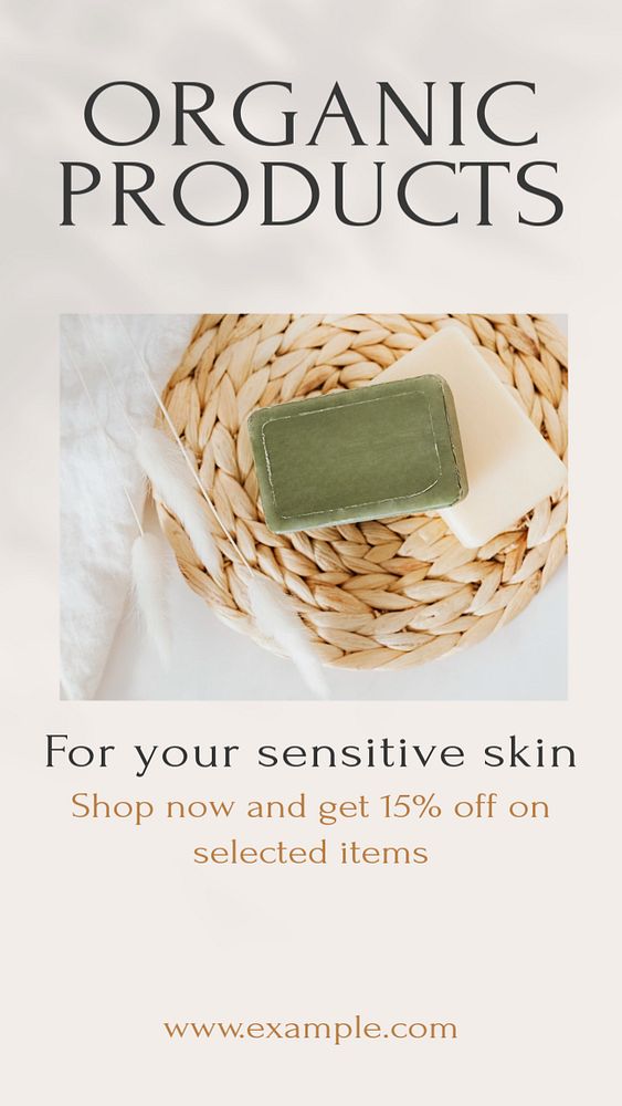 Organic products  Instagram story template, editable text