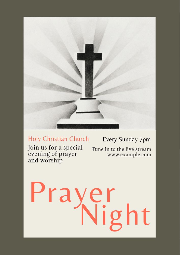 Prayer night  poster template, editable text and design