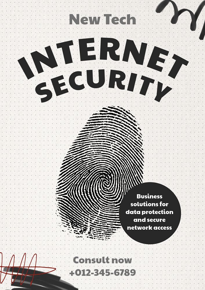 Internet security  poster template, editable text and design