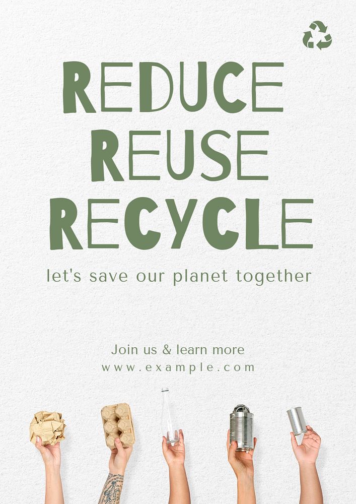 Reduce reuse recycle poster template, editable text